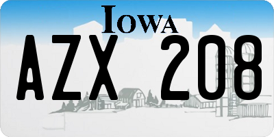 IA license plate AZX208