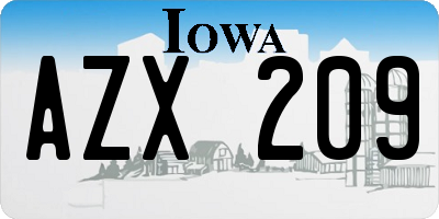 IA license plate AZX209