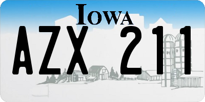 IA license plate AZX211