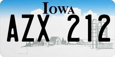 IA license plate AZX212