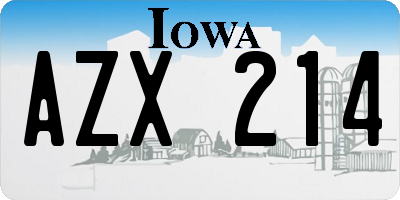 IA license plate AZX214