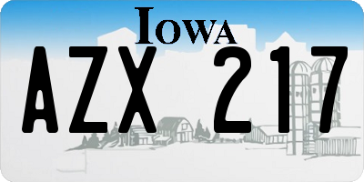 IA license plate AZX217