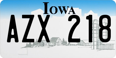 IA license plate AZX218