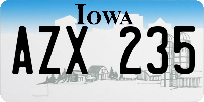 IA license plate AZX235