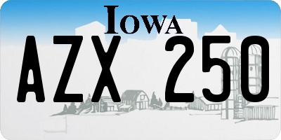 IA license plate AZX250