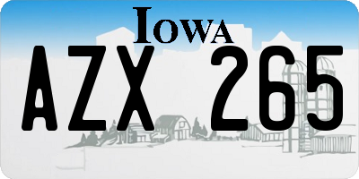 IA license plate AZX265