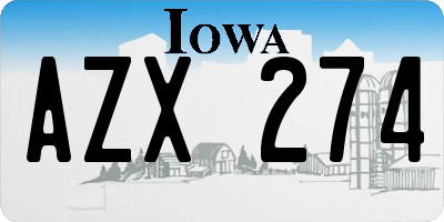 IA license plate AZX274