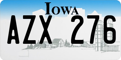 IA license plate AZX276