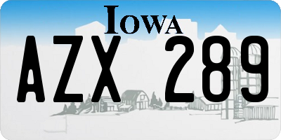 IA license plate AZX289