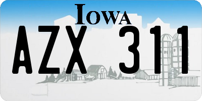 IA license plate AZX311