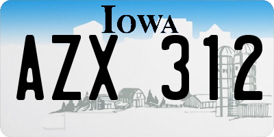 IA license plate AZX312