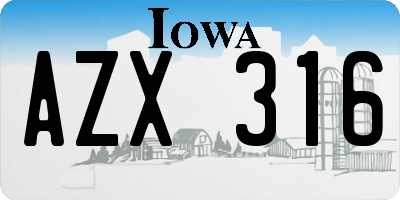 IA license plate AZX316