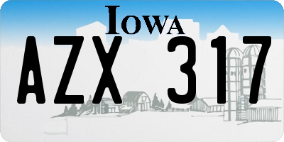 IA license plate AZX317