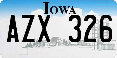 IA license plate AZX326