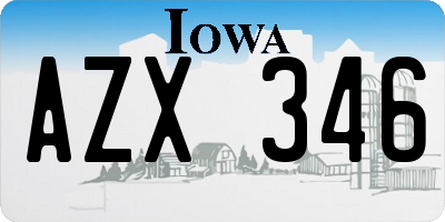 IA license plate AZX346