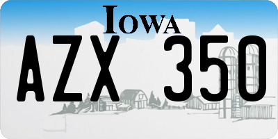 IA license plate AZX350