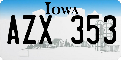 IA license plate AZX353