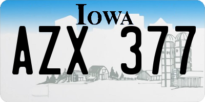 IA license plate AZX377