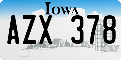 IA license plate AZX378