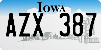 IA license plate AZX387