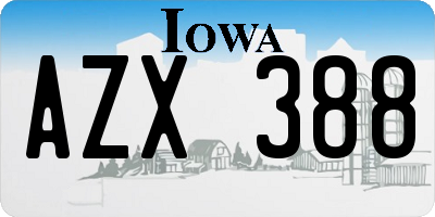 IA license plate AZX388