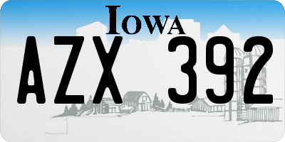 IA license plate AZX392