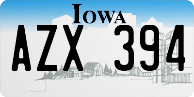 IA license plate AZX394
