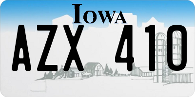 IA license plate AZX410