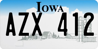 IA license plate AZX412