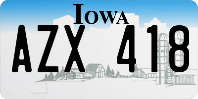 IA license plate AZX418