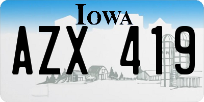 IA license plate AZX419
