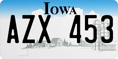IA license plate AZX453