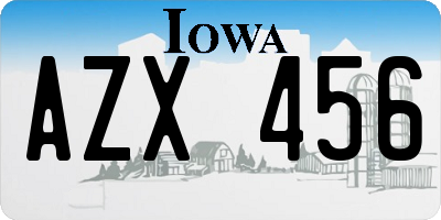 IA license plate AZX456