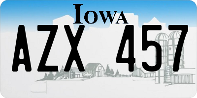 IA license plate AZX457