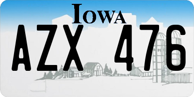 IA license plate AZX476