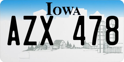 IA license plate AZX478
