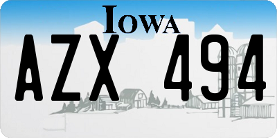 IA license plate AZX494