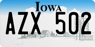 IA license plate AZX502