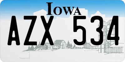 IA license plate AZX534