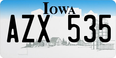 IA license plate AZX535