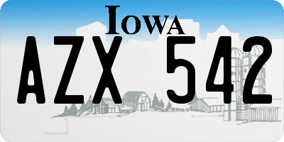 IA license plate AZX542