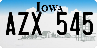 IA license plate AZX545