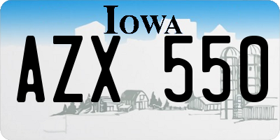 IA license plate AZX550