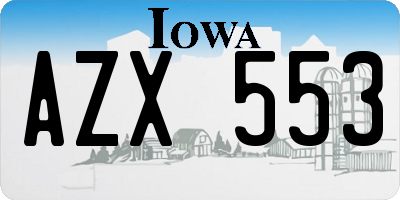 IA license plate AZX553
