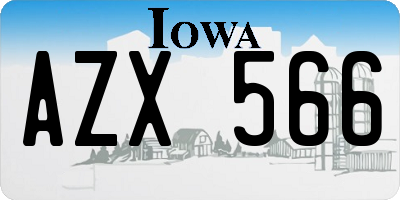 IA license plate AZX566