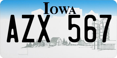 IA license plate AZX567