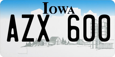 IA license plate AZX600