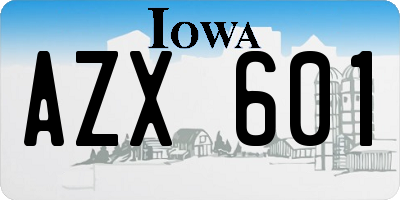 IA license plate AZX601