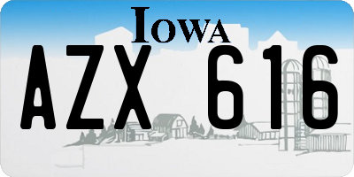 IA license plate AZX616