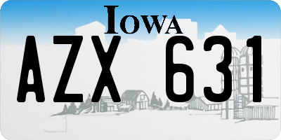 IA license plate AZX631